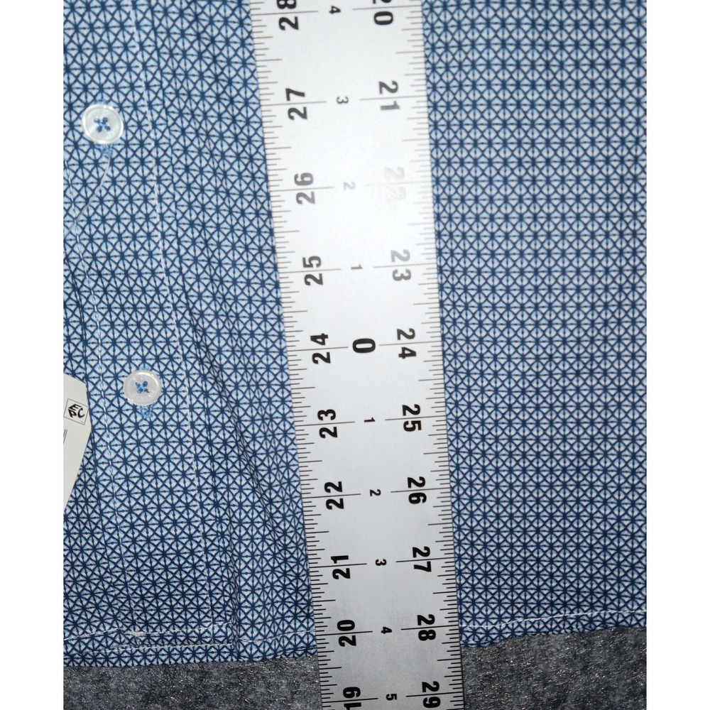 Nick Graham Button Down Shirt Mens S Blue Geometric Stretch Modern Fit NWT - Picture 8 of 8